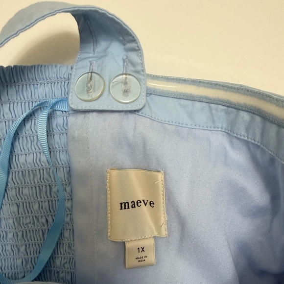 Maeve Anthropologie Ruffle Mini Dress Removable Straps in Sky Blue Size 1X - Picture 12 of 13